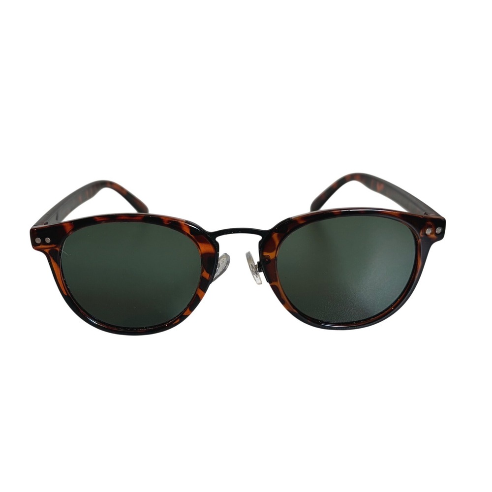 Frye and Co Womens Round Tortoise Shell Sunglasses Dark‎ Green Lens Brown